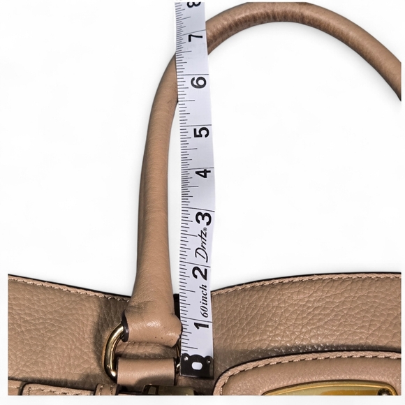 Michael Kors Hamilton Beige Gold Accents Leather Satchel Purse